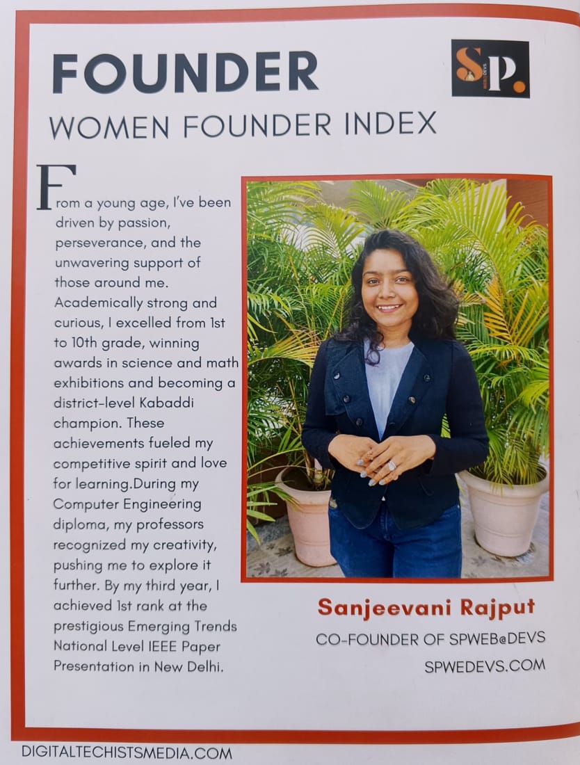 Our Student of TYBTECH Computer Engineering, Rajput Sanjeevani, Co-Founder of SPWeb@Devs, has been featured in HERimpact Magazine